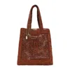 Chloé Clay Brown Raffia Summer Banana Tote Bag In Red