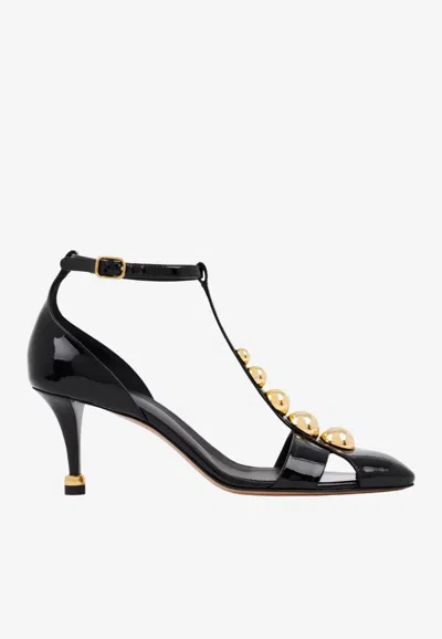 CHLOÉ CLEIA 70 STUDDED LEATHER PUMPS