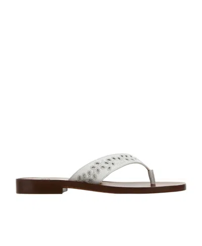 Chloé Chloe Women White Leather Paz Chloe X Eres Thong Slippers