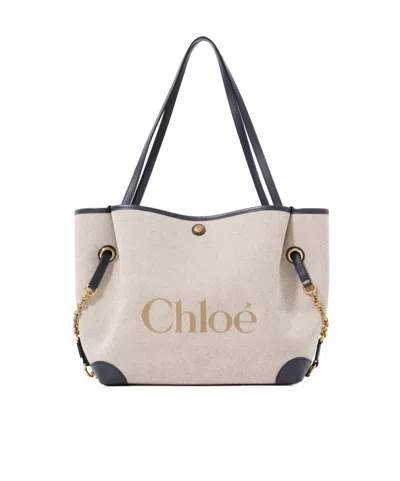 Chloé Clover Double Carry Bag In Canvas In White