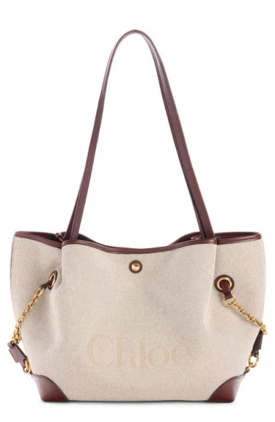 Chloé Clover Double Carry Canvas & Leather Tote In White