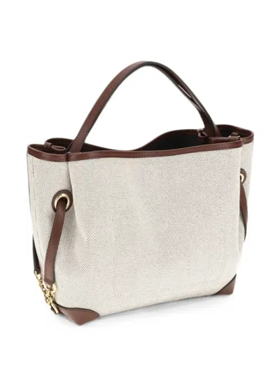 Chloé Clover Logo Canvas Tote Bag In White