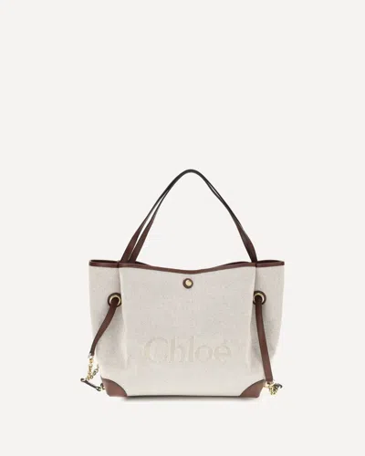 Chloé Clover Tote Bag In Canvas In Beige