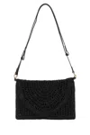 Chloé Chloe Black Raffia Summer Banana Crossbody Bag In Black