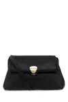 Chloé Penelope Leather-trimmed Velvet Clutch In Black