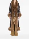 Chloé Lamb Shearling-trim Shiny Leather Long Coat In Brown