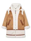 Chloé Faux-suede Coat In Brown