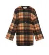 Chloé Checked Wool And Silk-blend Coat In Brown
