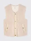 Chloé Dark Stone Sherpa Fleece & Faux Leather Trim Gilet  4-12 In Neutral
