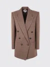 Chloé Houndstooth Double-breasted Blazer Notched Lapels In Brown
