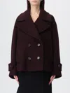 Chloé Women Violet Double-breasted Jacket With Wide Notched Revers And Dropped Shoulders In Wool Ble In Brown