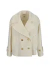 Chloé Double-breasted Soft Wool Pea Coat In Eden White