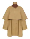 Chloé Parka En Gabardine De Coton À Cape Femme Brun Taille 36 100% Coton, Horn Bubalus Bubalis, Farmed, Co In Green