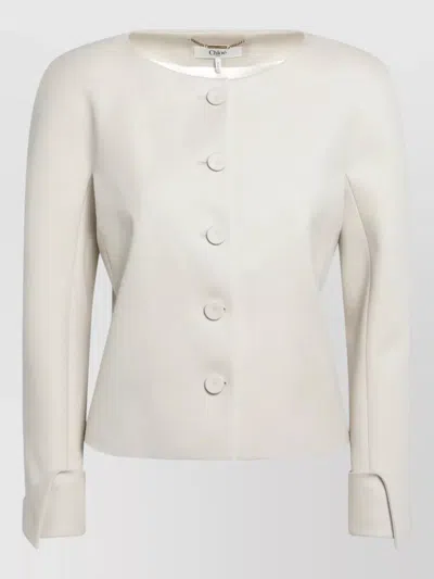 Chloé Coat Long Sleeves Cuffed Structured Silhouette In Neutral