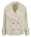 Chloé Double-breasted Soft Wool Pea Coat In White