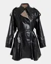 Chloé Coated Linen Belted Riding Trench Coat In Black