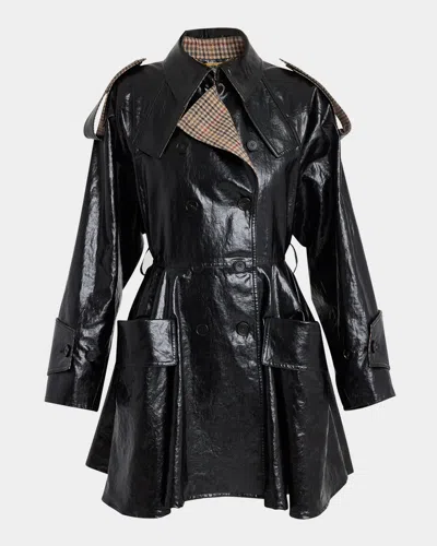 CHLOÉ COATED LINEN BELTED RIDING TRENCH COAT