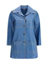 Chloé Cowhide Leather Coat With Patch Pockets In Blue