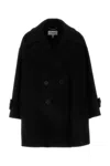 Chloé Wide Blue Double-breasted Coat In Black