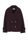 Chloé Women Violet Double-breasted Jacket With Wide Notched Revers And Dropped Shoulders In Wool Ble In Brown