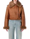 Chloé Boxy Jacket In Sheepskin And Shearling Women In Brown