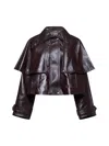 Chloé Chloe Jacket With Cape In Mahogany Leather Women In Deep Mahogany