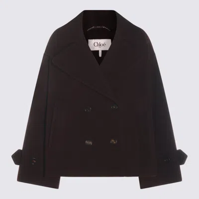 Chloé Coats Deep Purple In Black