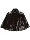 Chloé Glossy Cape Silhouette Jacket In Obscure Brown