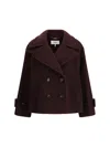 Chloé Women Violet Double-breasted Jacket With Wide Notched Revers And Dropped Shoulders In Wool Ble In Red