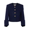 Chloé Check Pattern Cropped Jacket In Blue