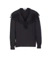 Chloé Blouse With Maxi Collar In Silk Jacquard And Lace In Black