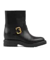 Chloé Leather Coddington Biker Booties In Black