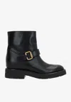 Chloé Leather Coddington Biker Booties In Black