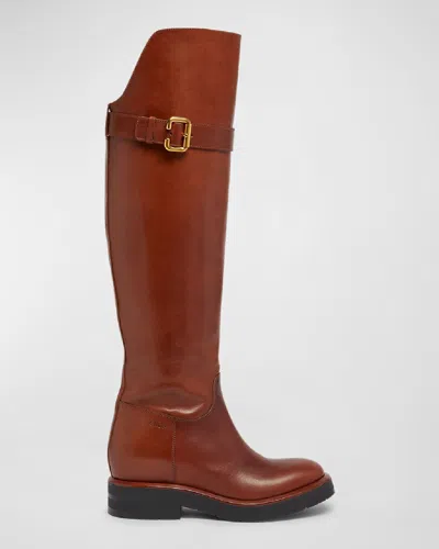 CHLOÉ CODDINGTON LEATHER OVER-THE-KNEE RIDING BOOTS