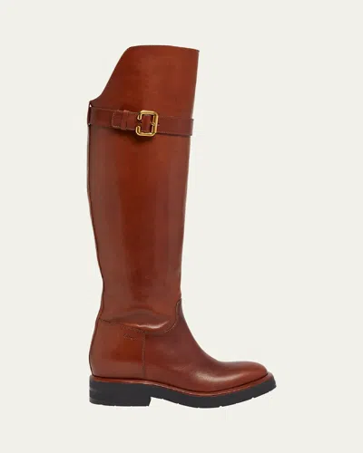 Chloé Coddington Leather Over-the-knee Riding Boots In Cognac Brown