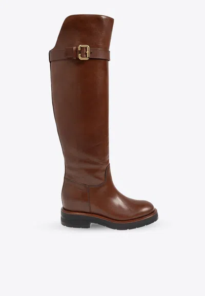 CHLOÉ CODDINGTON OVER-THE-KNEE LEATHER BOOTS