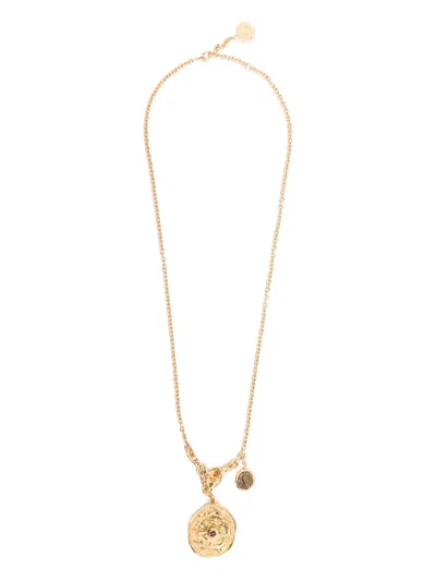 Chloé Coin Jasper Gem Charm Necklace In Gold