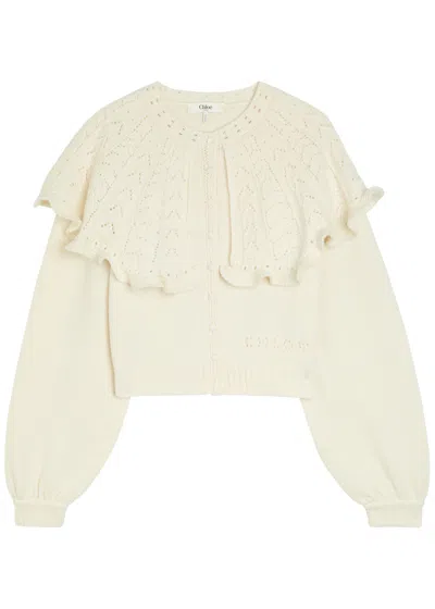 CHLOÉ CHLOE COLLAR-DETAIL WOOL AND CASHMERE-BLEND CARDIGAN