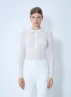 Chloé Lace-collar Superfine Wool Rib Knit Top In White
