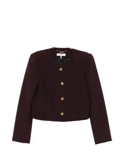 Chloé Collarless Cropped Jacket In Brown