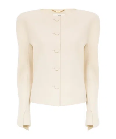 Chloé Collarless Fitted Blazer In Purple