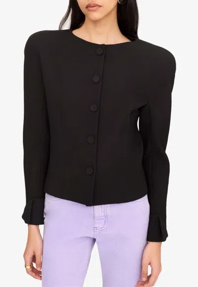 Chloé Collarless Fitted Jacket In Wool-crêpe In Brown