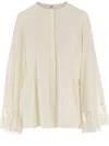 Chloé Collarless Fluid Blouse In Coconut Milk