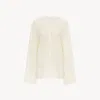 Chloé Blouse Sans Col Volantée En Crêpe De Chine Femme Blanc Taille 38 100% Soie, Pinctada Maxima, Farmed, In White