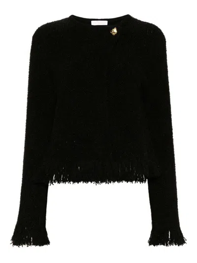 Chloé Collarless Short Fitted Jacket In Black