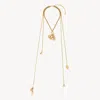 Chloé Shells Scarf Necklace Layered Pearl Pendant In Or