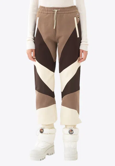 Chloé Colorblocked Cotton Sweatpants In Brown