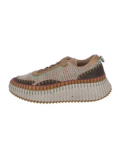 Pre-owned Chloé Colorblock Pattern Braided Accents Sneakers In Neutral