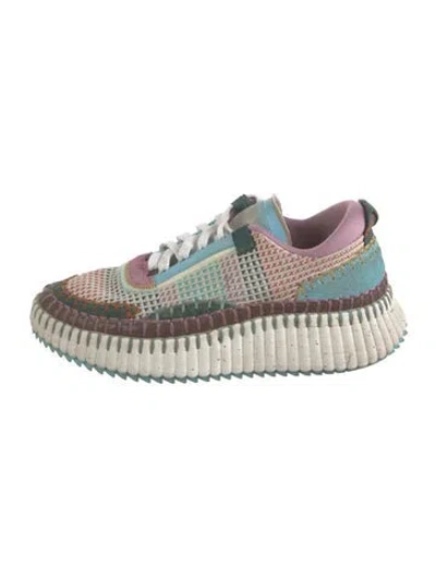 Pre-owned Chloé Colorblock Pattern Chunky Sneakers In Multicolor