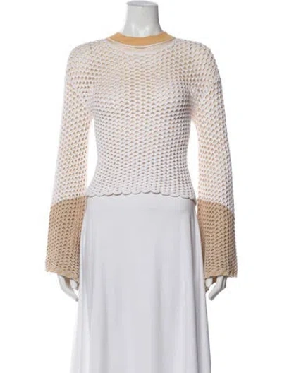 Pre-owned Chloé Colorblock Pattern Crew Neck Sweater In White